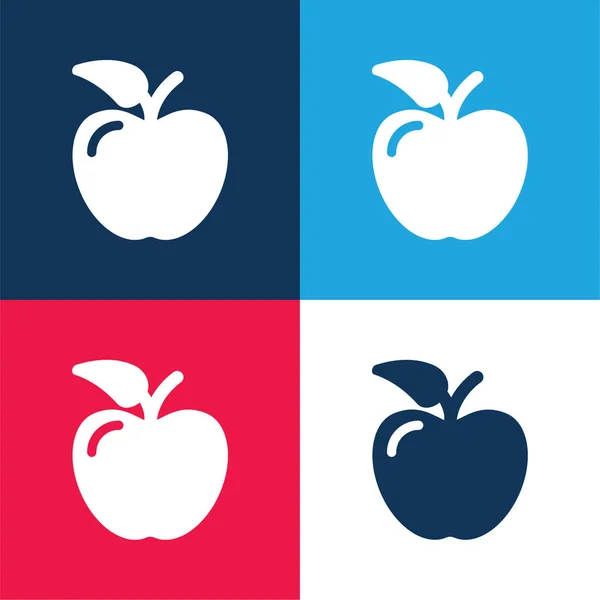 Conjunto Iconos Mínimo Cuatro Colores Azul Manzana Rojo — Vector de stock