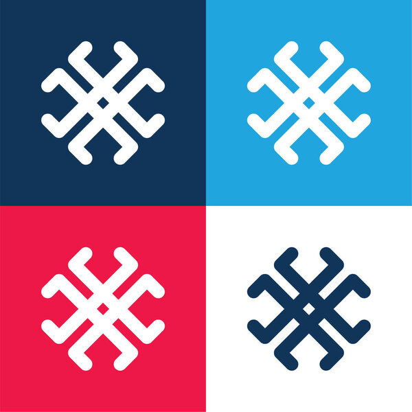 Astrology Symbol blue and red four color minimal icon set