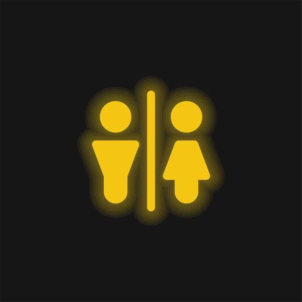 Badezimmer Gelb Leuchtende Neon Symbol — Stockvektor