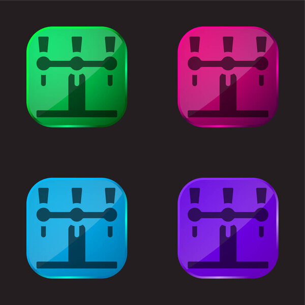 Beer Tap four color glass button icon
