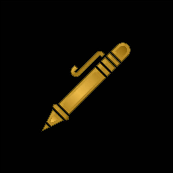Ballpoint Pen gold plated metalic icon or logo vector
