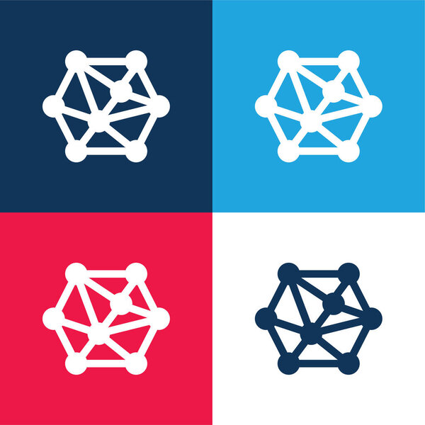 3d моделирование синий и красный четыре цвета минимальный набор значков