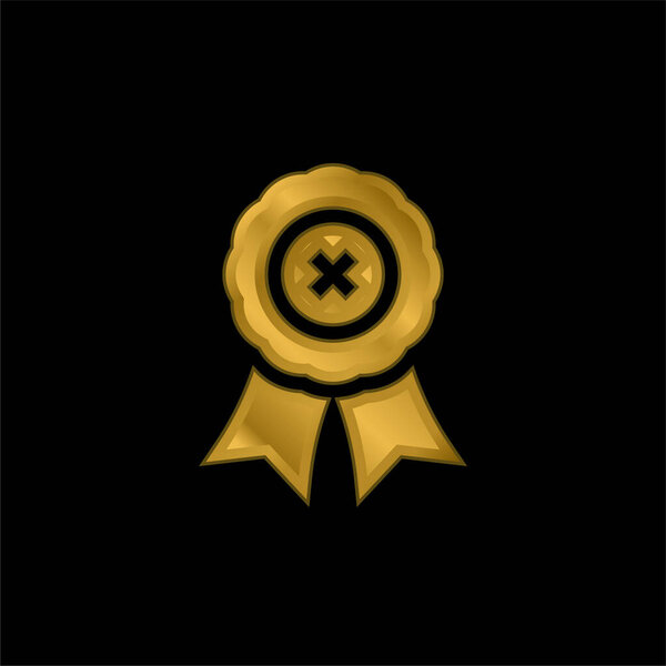 Bad Review gold plated metalic icon or logo vector