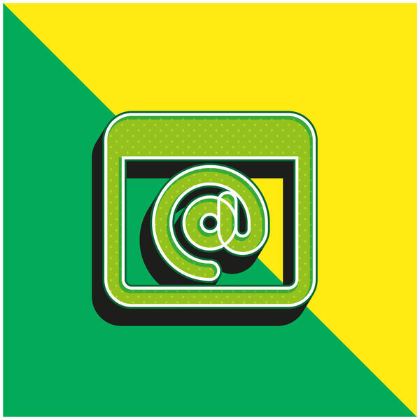 У значка зеленый и желтый современный трехмерный векторный логотип