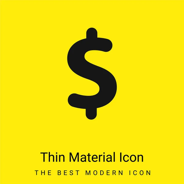 Big Dollar Zeichen Minimale Leuchtend Gelbe Material Symbol — Stockvektor