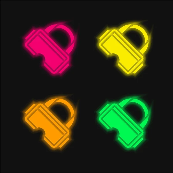 stock vector Ar Glasses four color glowing neon vector icon