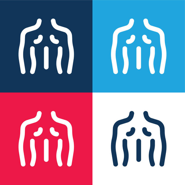 Back blue and red four color minimal icon set