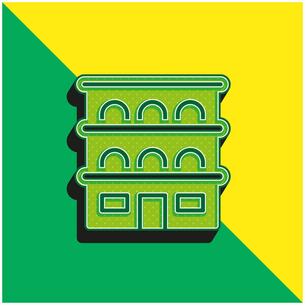 Квартира Зеленый и желтый современный 3D логотип векторной иконы