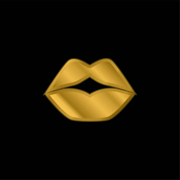 Big Lips Gold Plated Metalic Icon Logo Vector Stock Vector