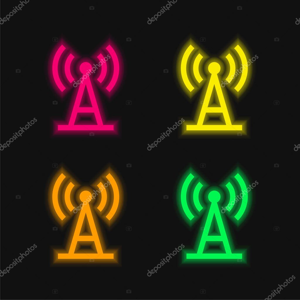 Antenna four color glowing neon vector icon