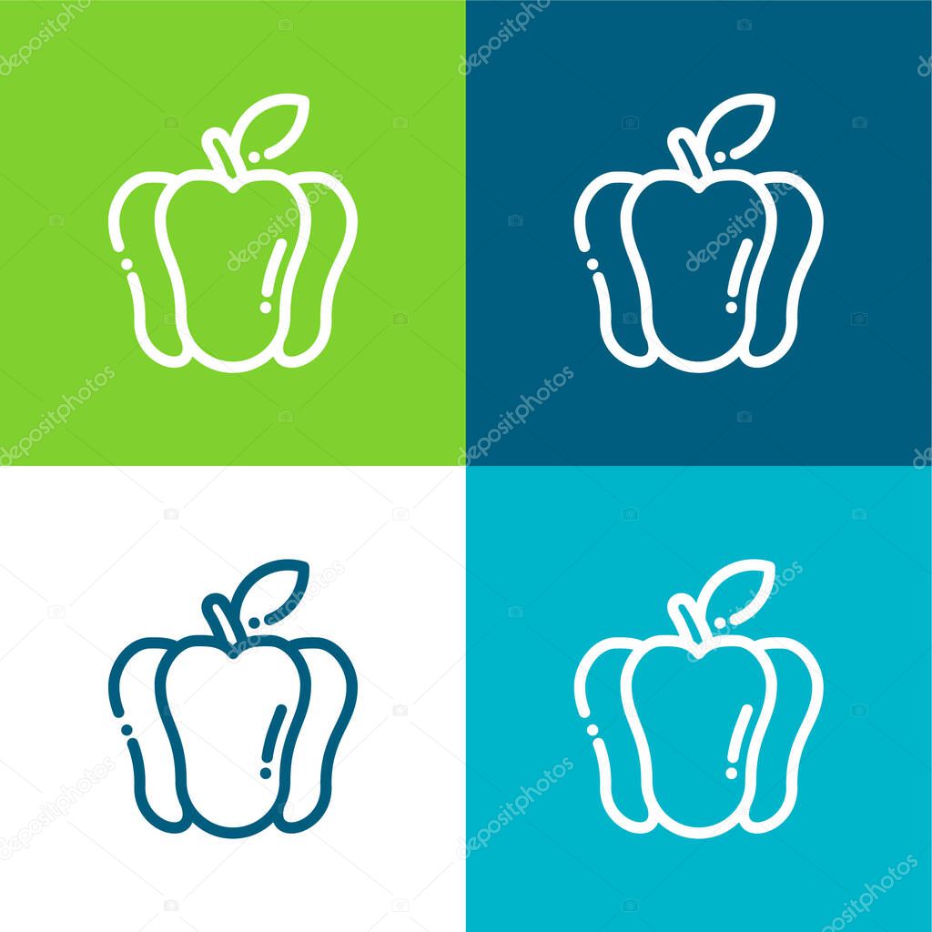 Bell Pepper Flat four color minimal icon set