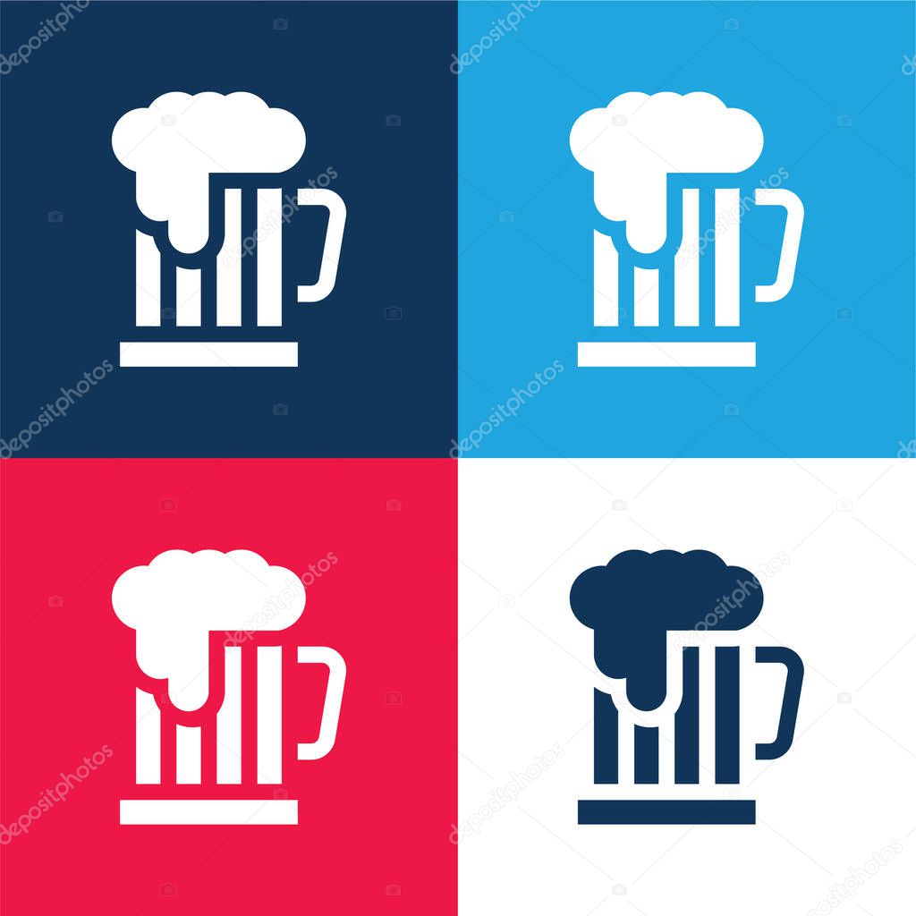Beer blue and red four color minimal icon set