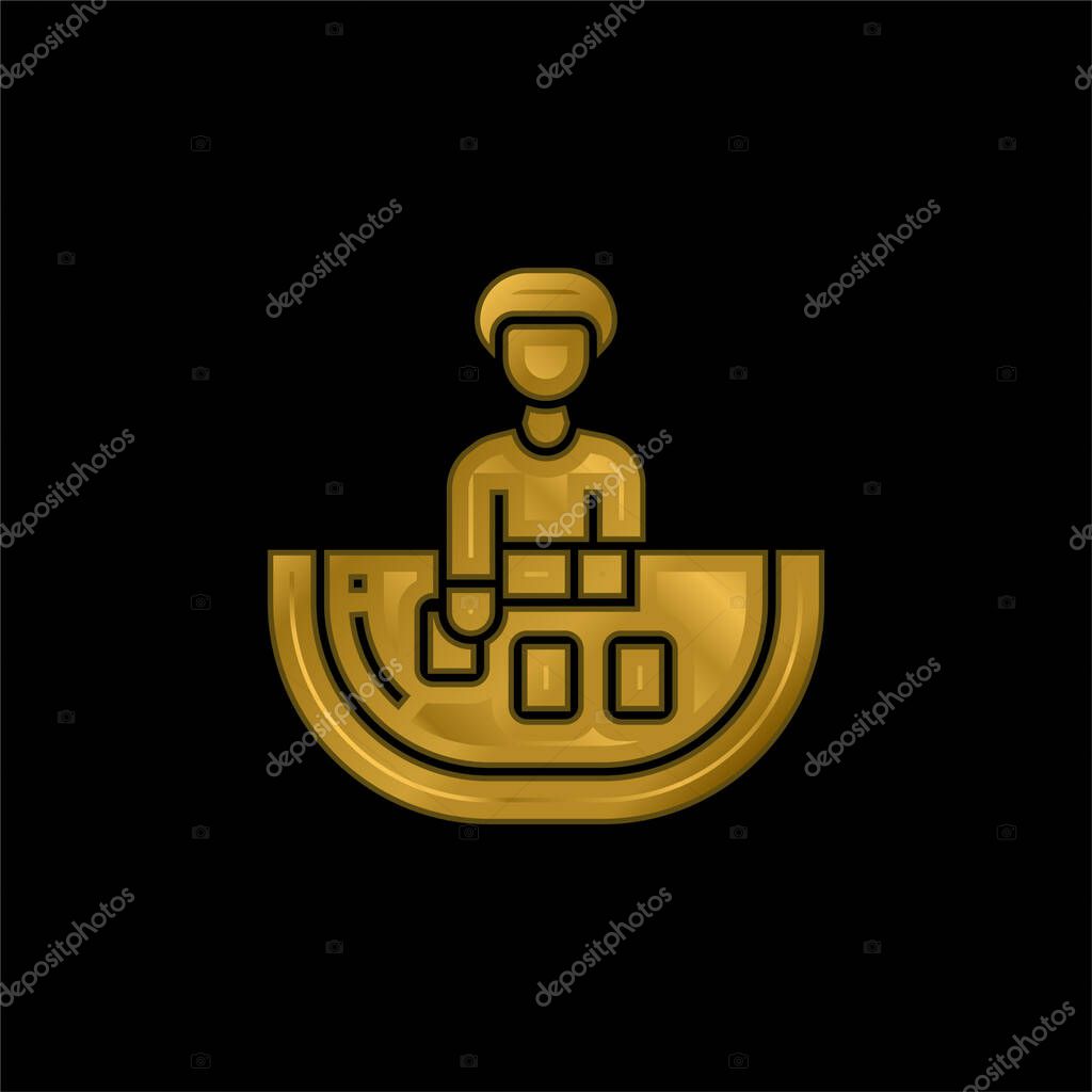 Baccarat gold plated metalic icon or logo vector