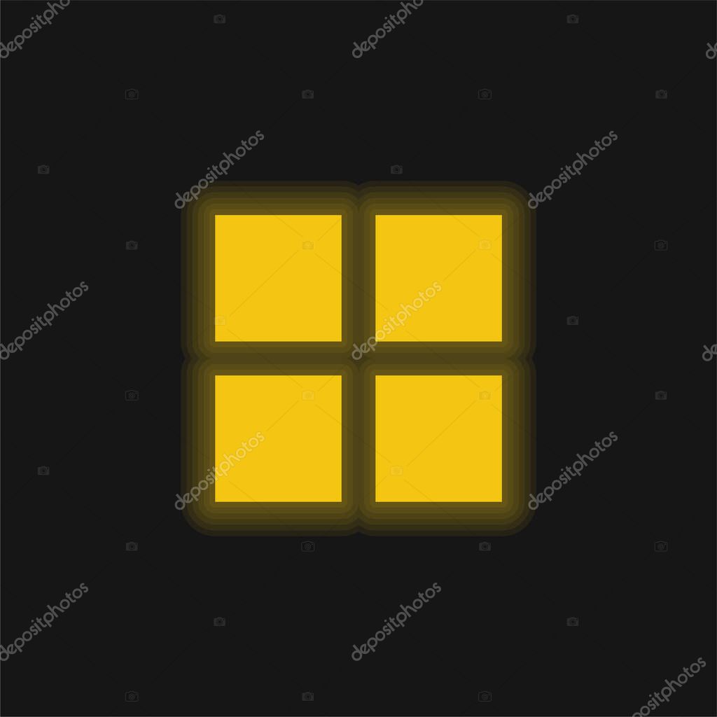 4 Black Squares yellow glowing neon icon