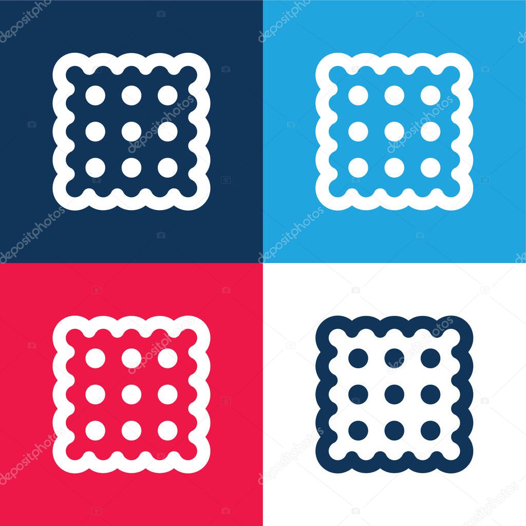 Biscuit blue and red four color minimal icon set