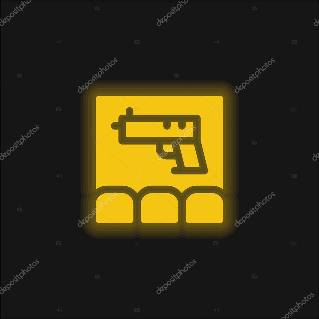 Action Movie yellow glowing neon icon