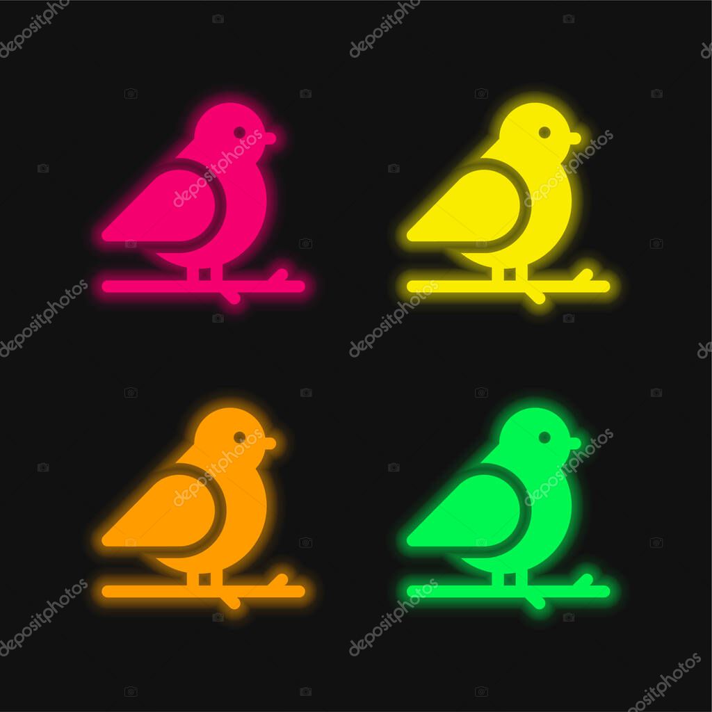 Bird four color glowing neon vector icon