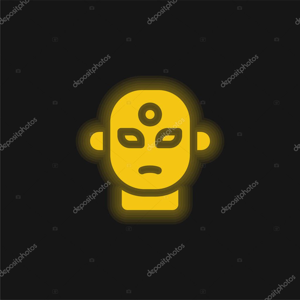 Alien yellow glowing neon icon