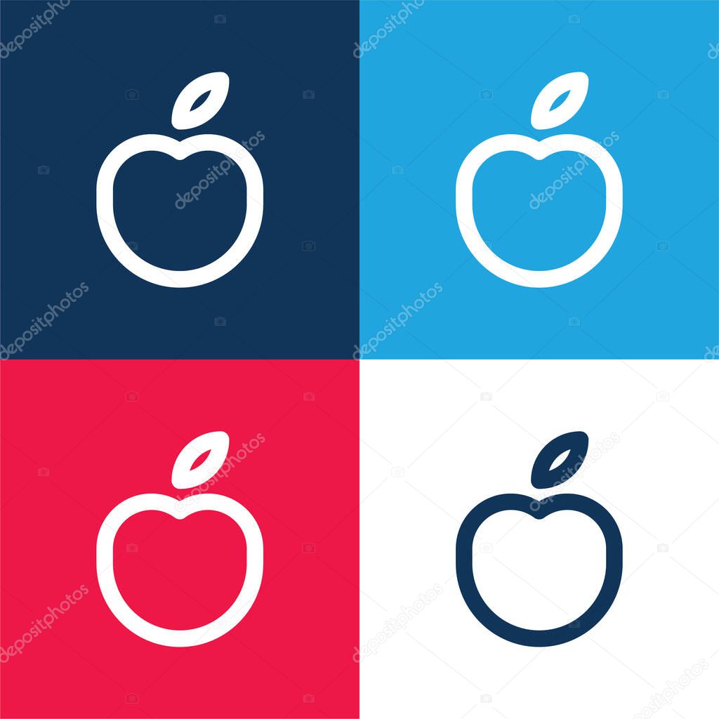 Apple blue and red four color minimal icon set