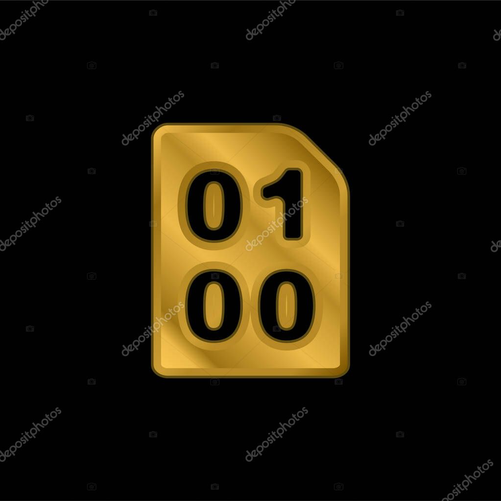 Binary Code With Zeros And One gold plated metalic icon or logo vector