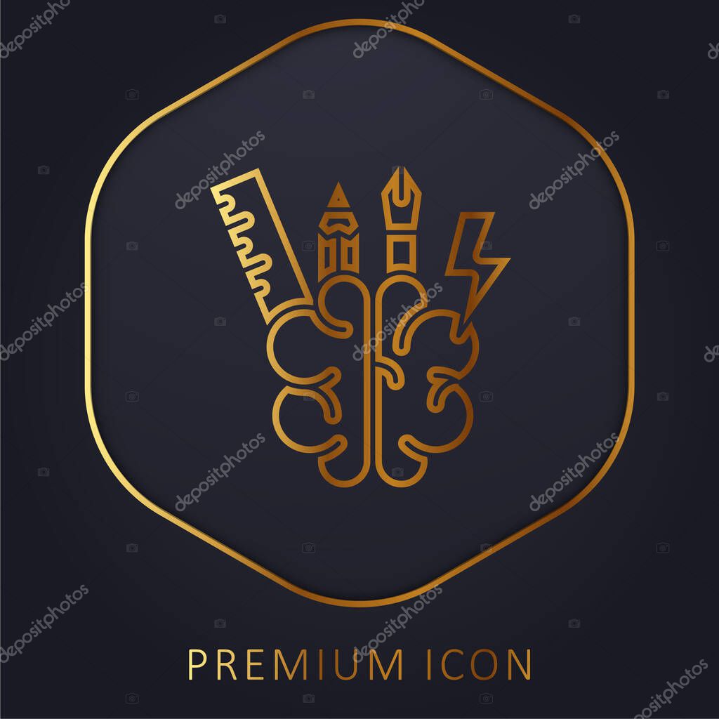 Brainstorm golden line premium logo or icon