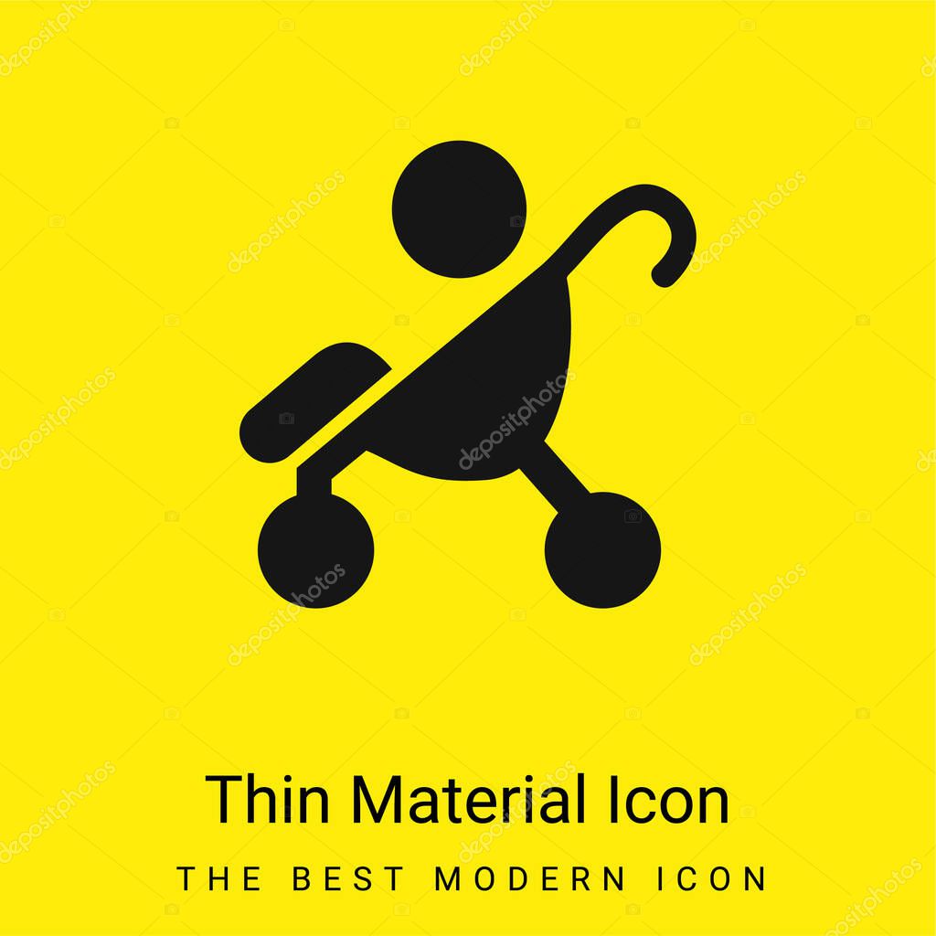 Baby On Stroller Side View Silhouette minimal bright yellow material icon