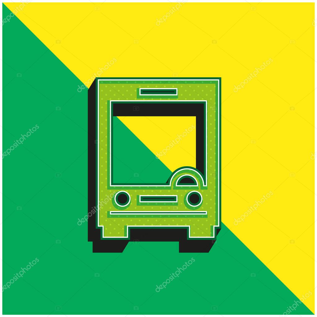 Big Bus Front Green and yellow modern 3d vector icon logo