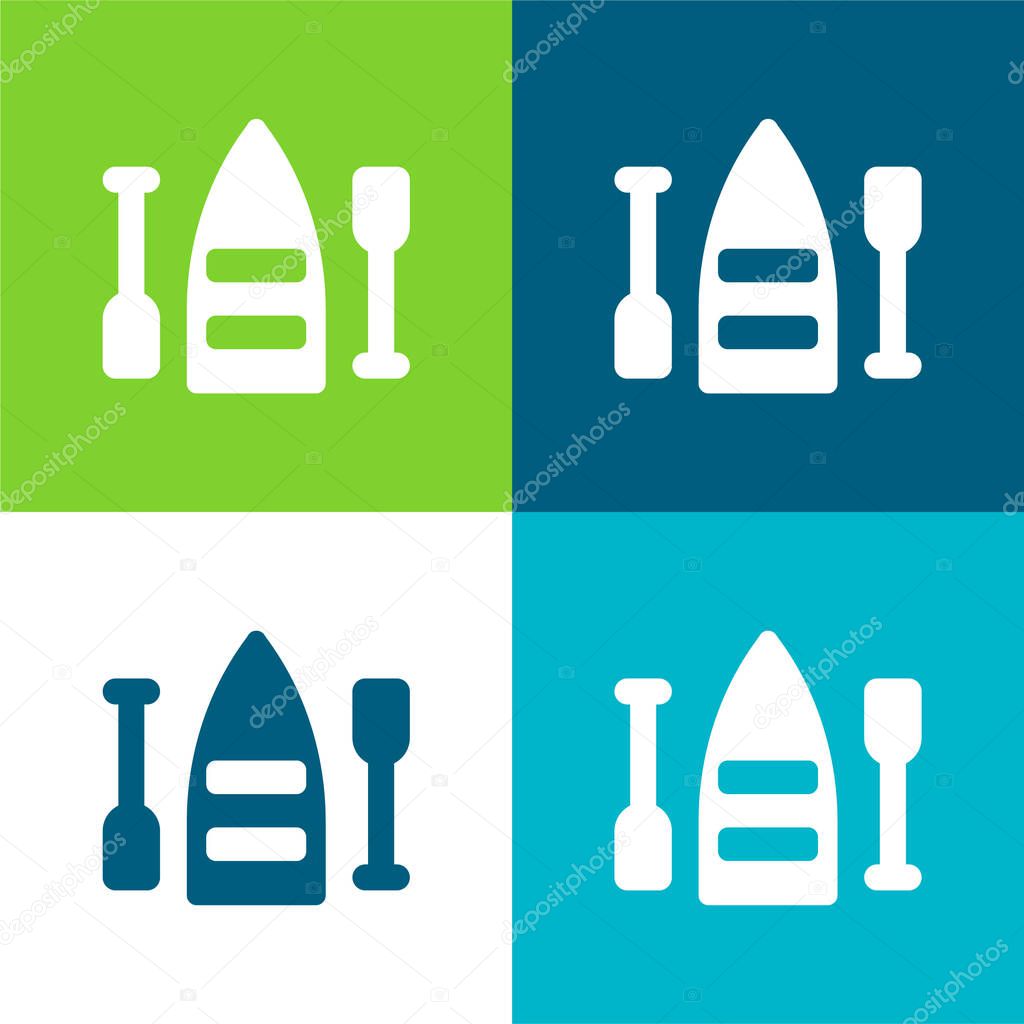 Boat Flat four color minimal icon set