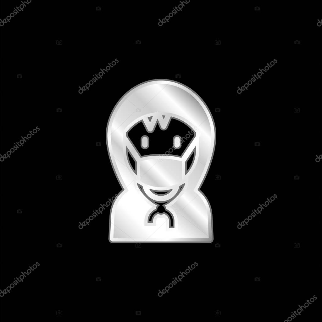 Boy silver plated metallic icon