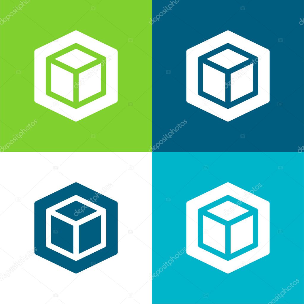 3d Flat four color minimal icon set