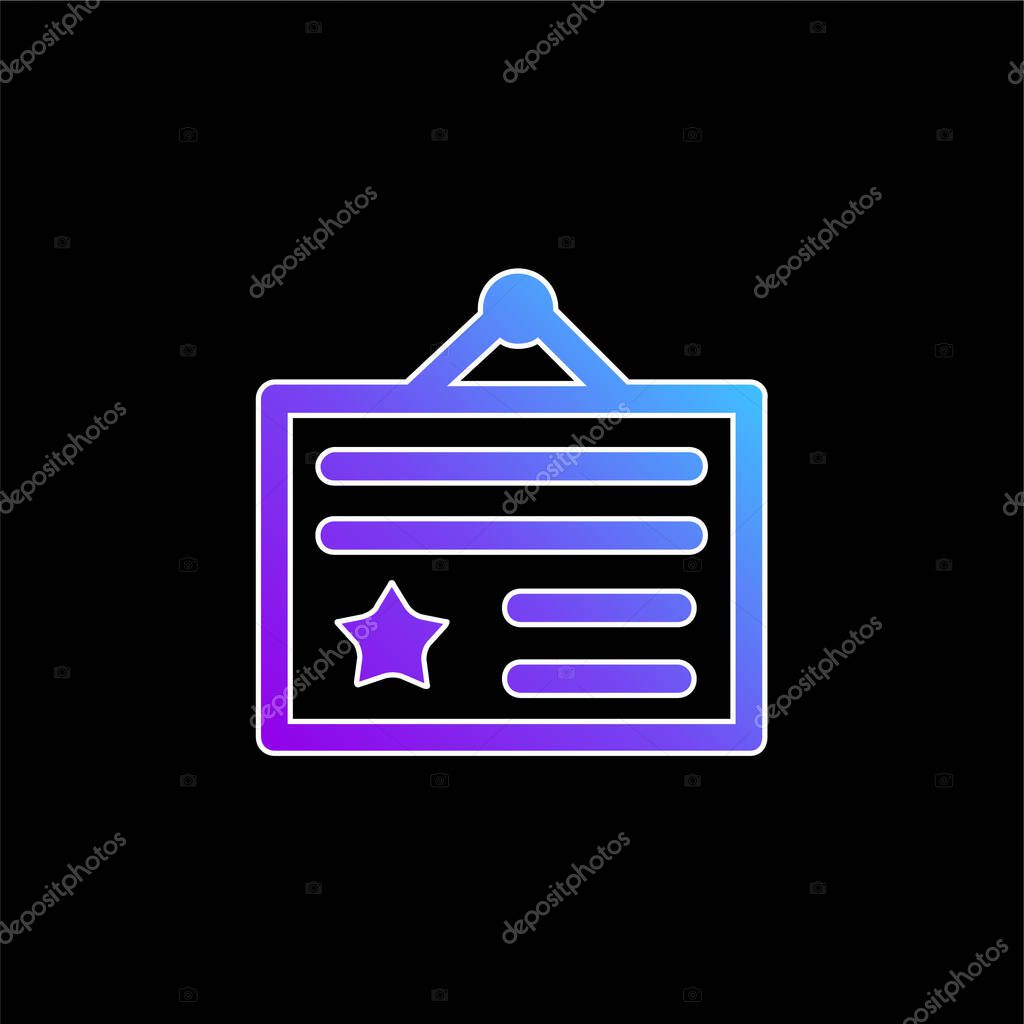 Award Certificate blue gradient vector icon