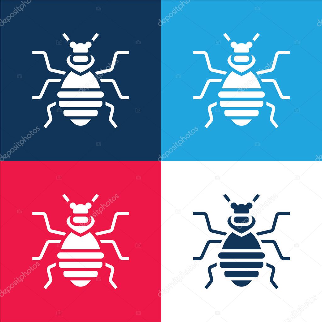 Bedbug blue and red four color minimal icon set