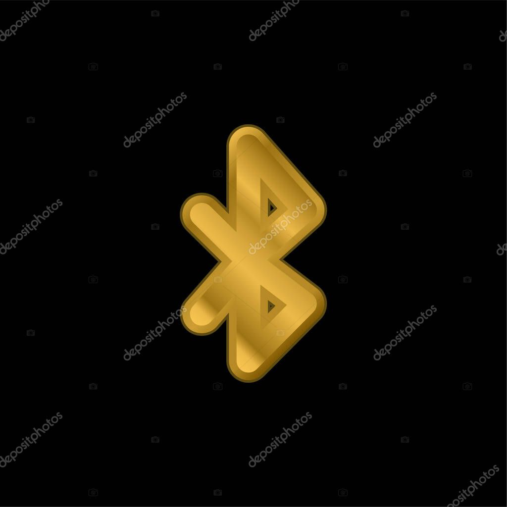 Bluetooth Symbol gold plated metalic icon or logo vector