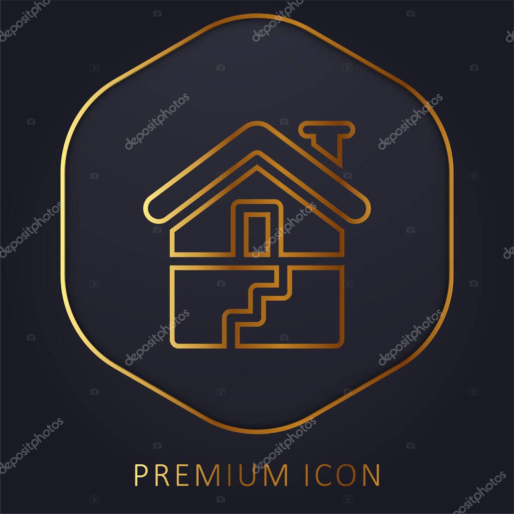 Basement golden line premium logo or icon