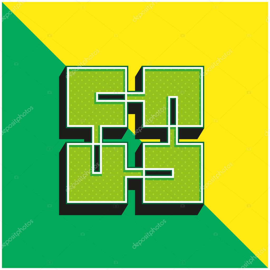 Blockchain Green and yellow modern 3d vector icon logo