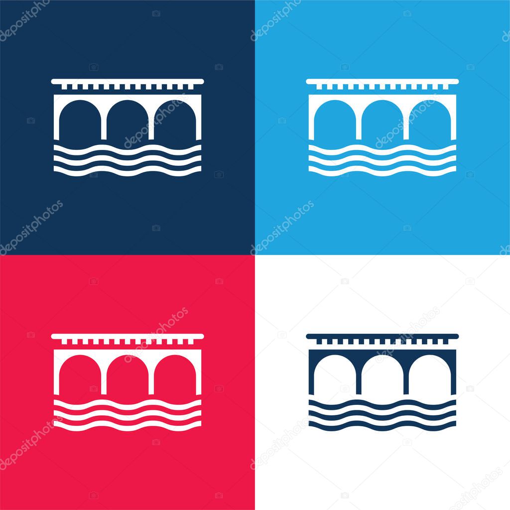 Bridge blue and red four color minimal icon set