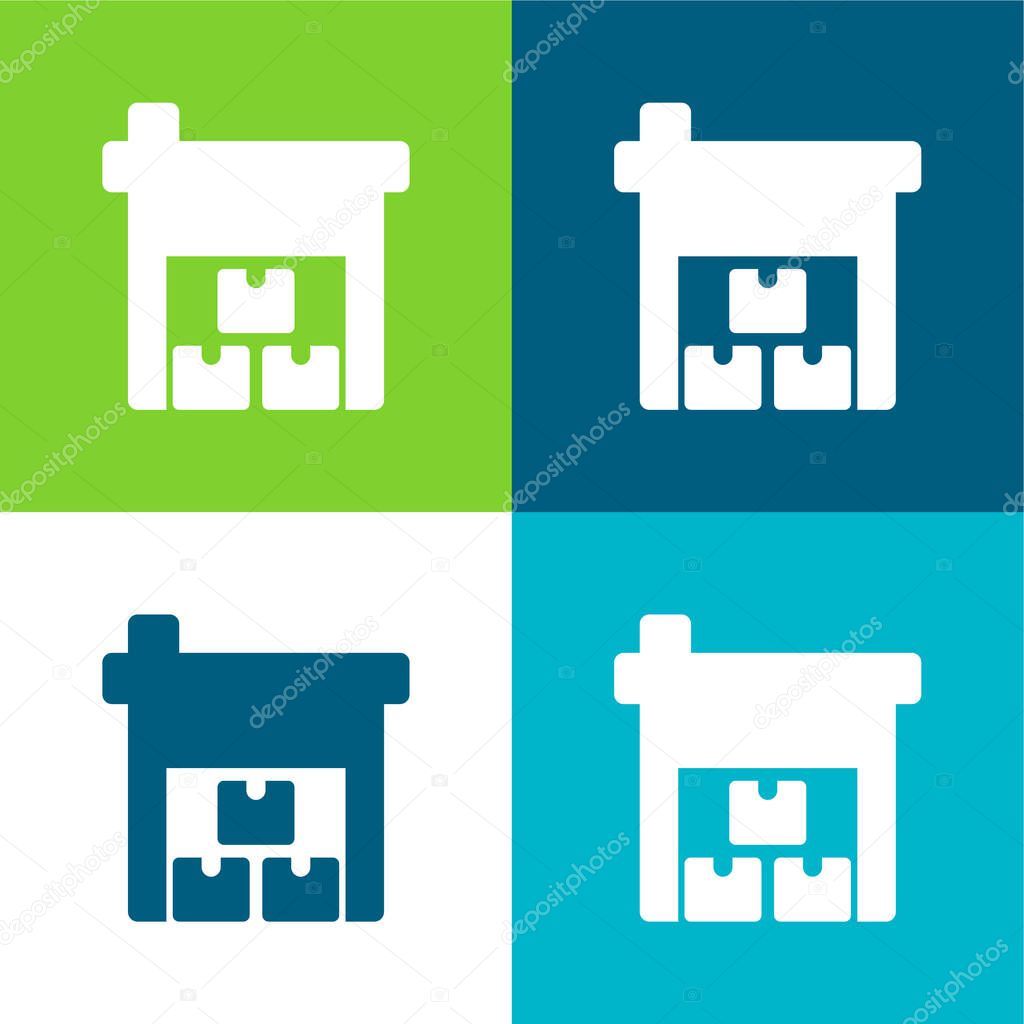 Boxes Flat four color minimal icon set