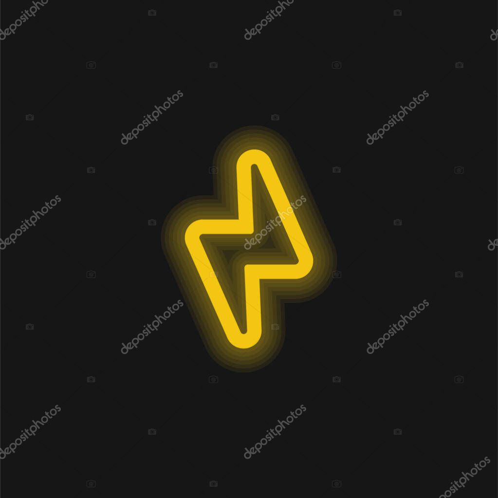Bolt Outline yellow glowing neon icon