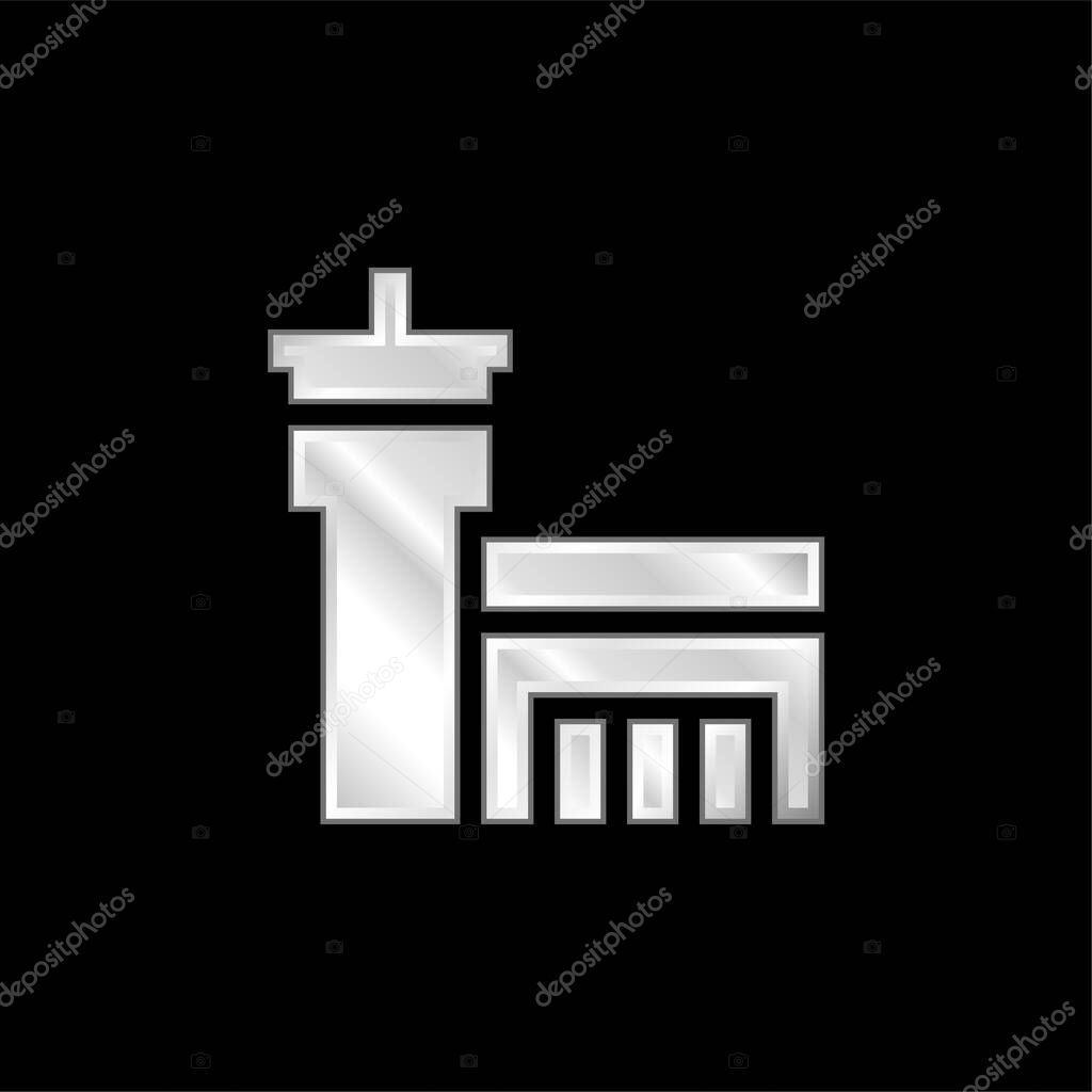 Airport silver plated metallic icon