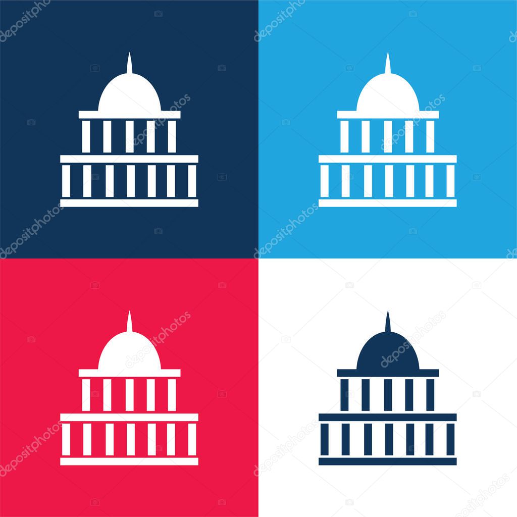 American Government Building blue and red four color minimal icon set