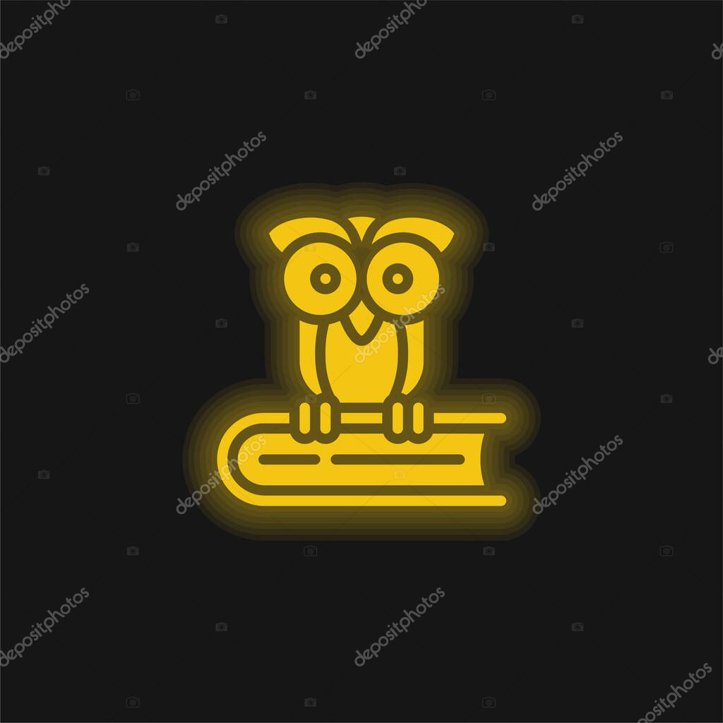 Book yellow glowing neon icon