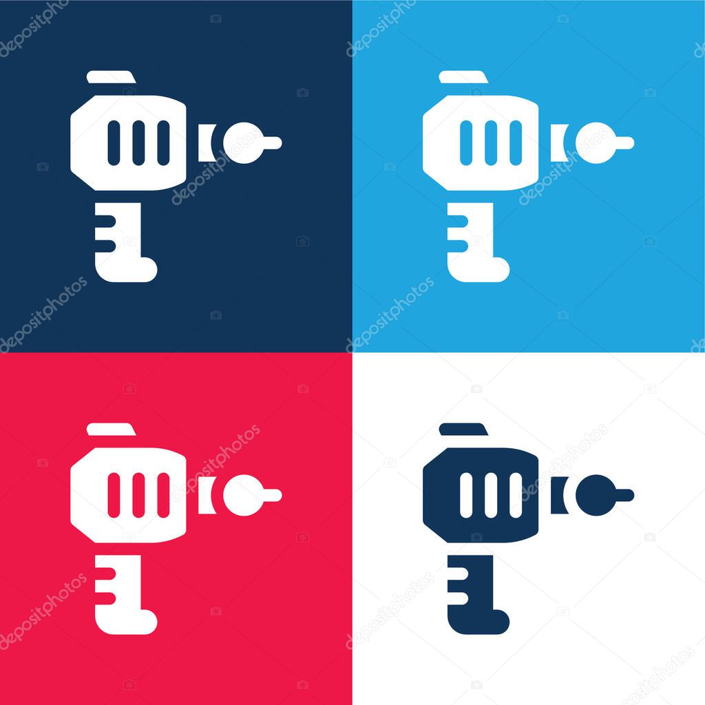 Blaster blue and red four color minimal icon set
