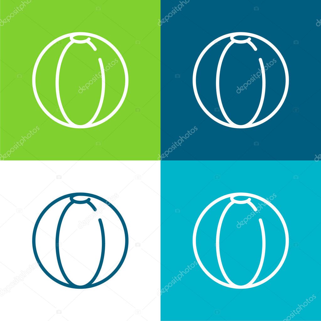 Beach Ball Flat four color minimal icon set