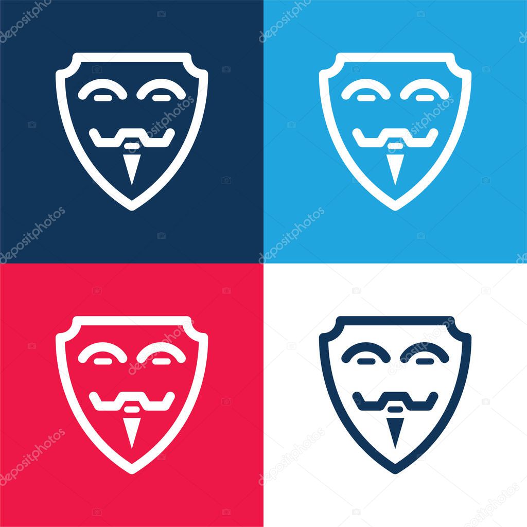 Anonymous blue and red four color minimal icon set