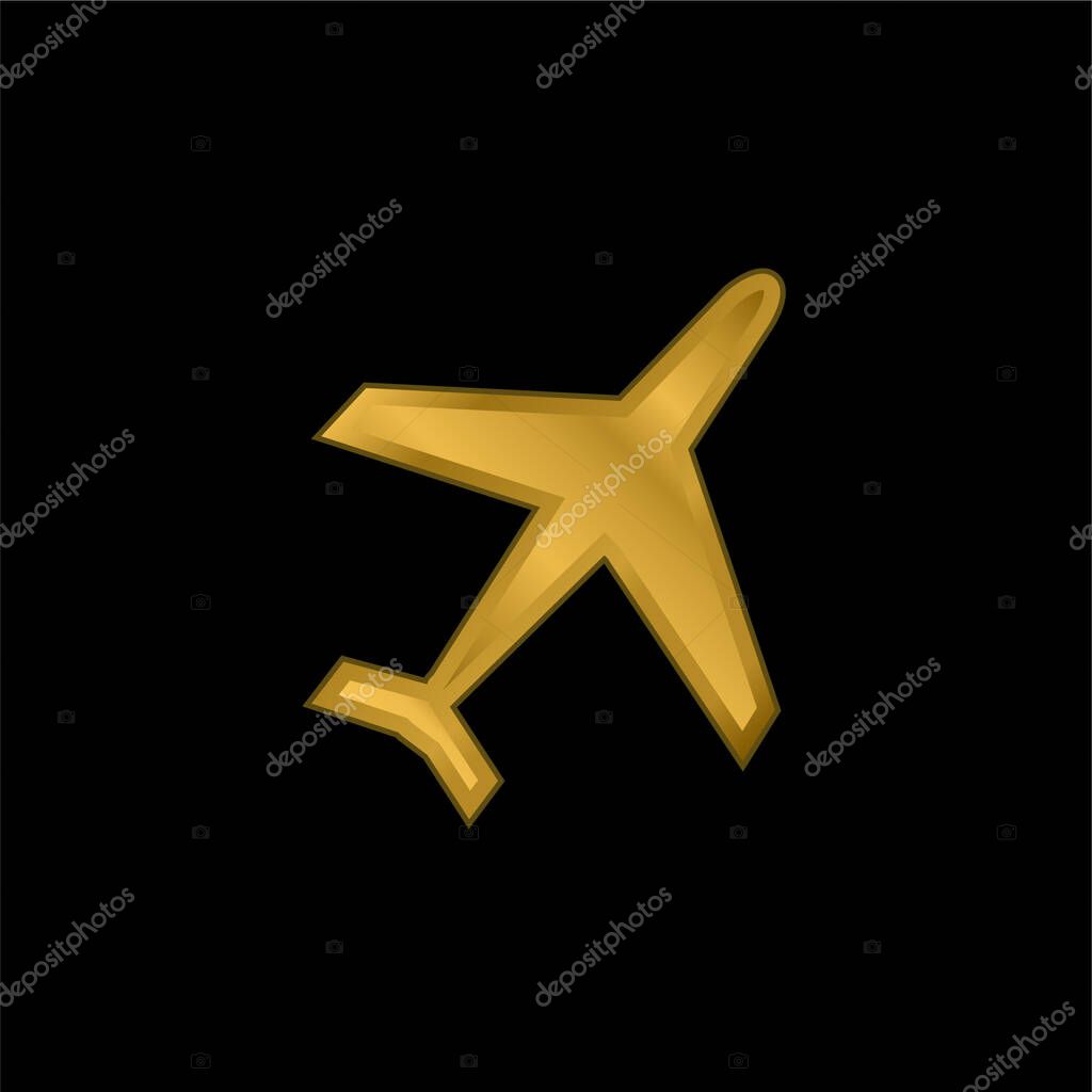 Airliner gold plated metalic icon or logo vector