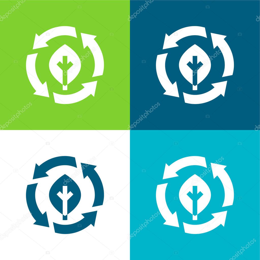 Bio Flat four color minimal icon set