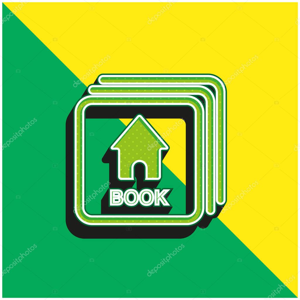 Baby Flash Cards With Book Image Green and yellow modern 3d vector icon logo