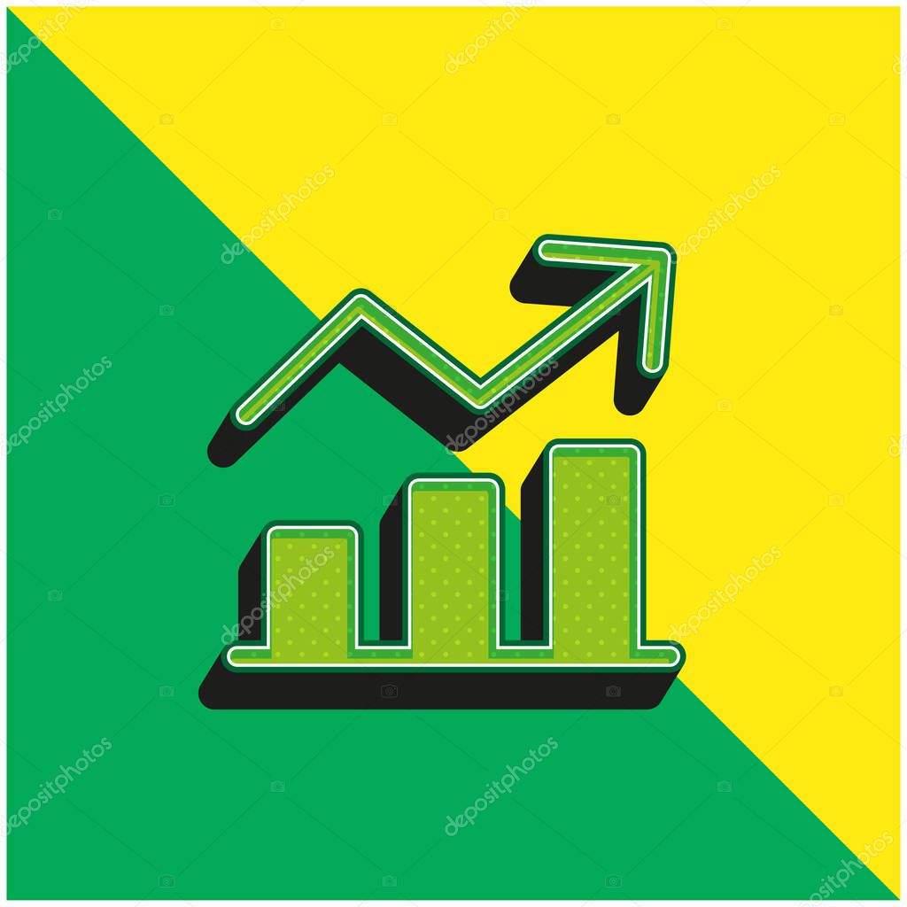 Analytics Green and yellow modern 3d vector icon logo
