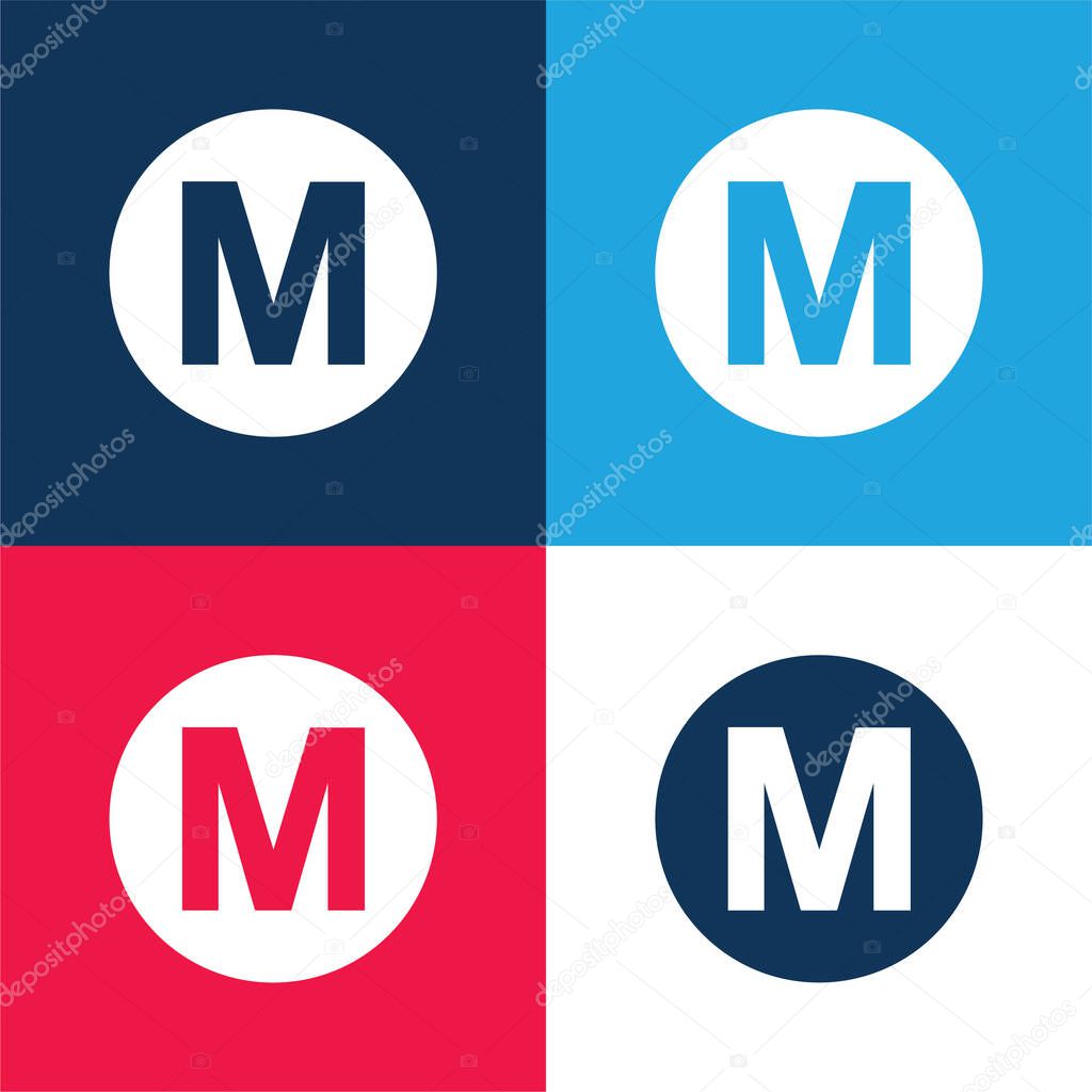 Baltimore Metro Logo Symbol blue and red four color minimal icon set