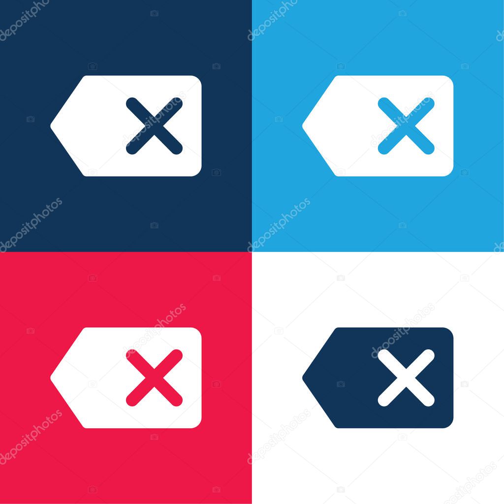 Backspace blue and red four color minimal icon set